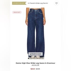 Agolde Dame High Rise Wide Leg Jeans - Enamour Blue